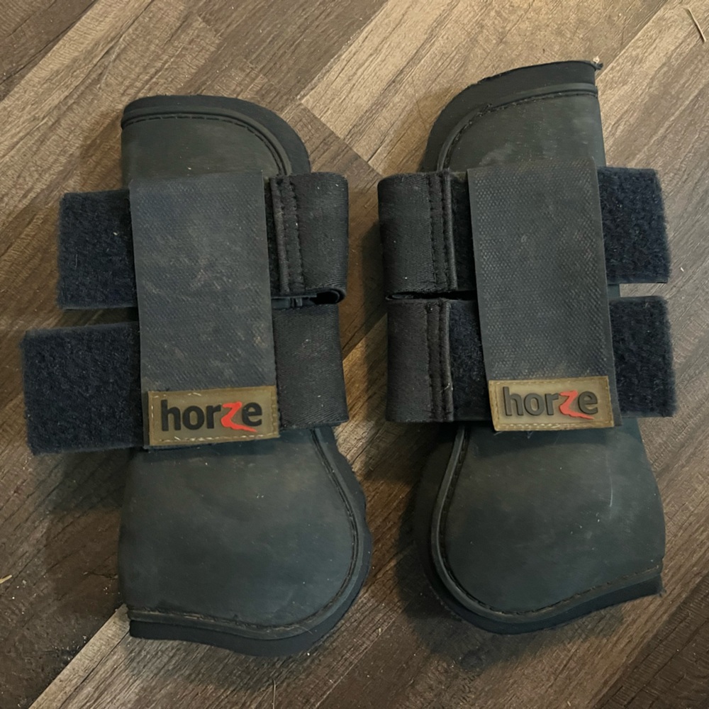 Horze open front boots, dark navy